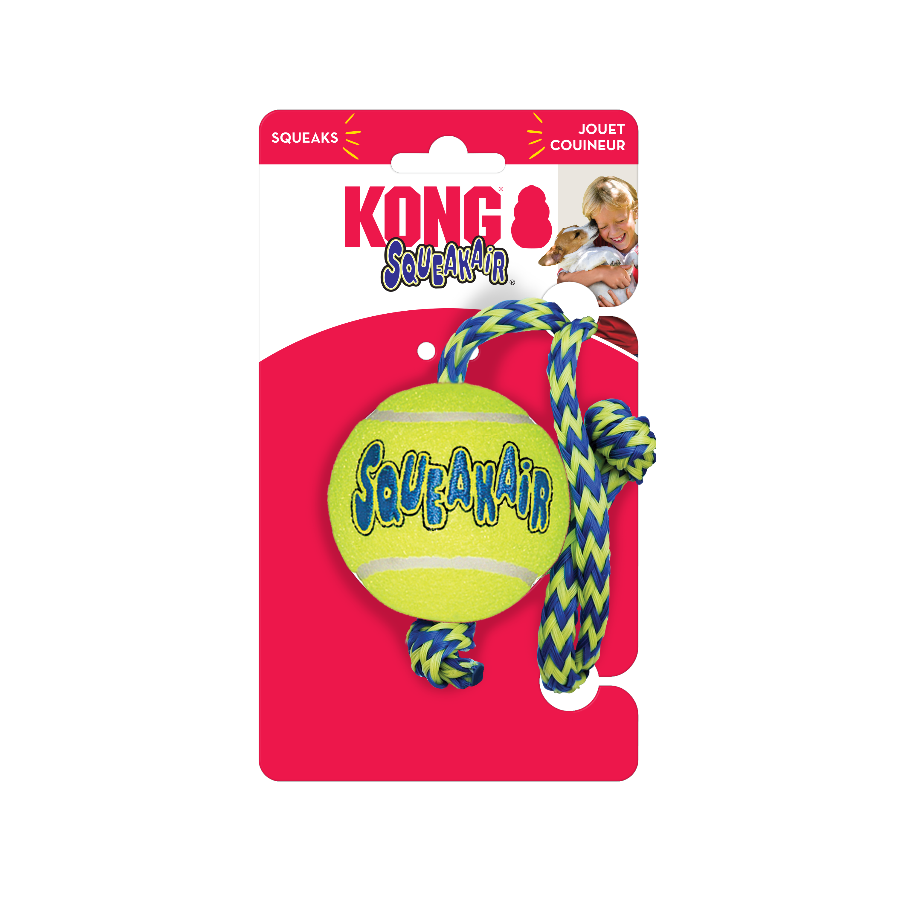Celova Air Squeaker Tennis Ball w/rope - Medium Standard