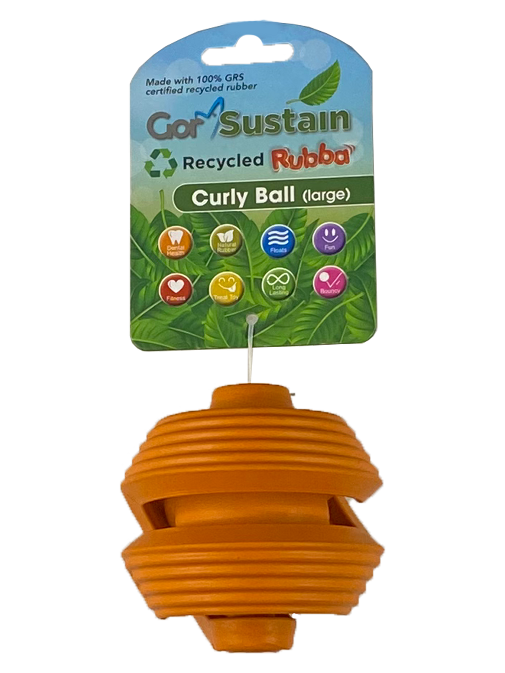 Celova Sustain Rubba Curly Ball (10.) - Large Orange